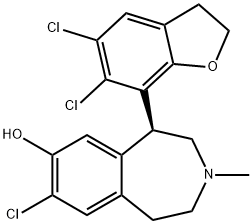 1H-3-Benzazepin-7-ol, 8-chloro-5-(5,6-dichloro-2,3-dihydro-7-benzofuranyl)-2,3,4,5-tetrahydro-3-methyl-, (5S)- Structure