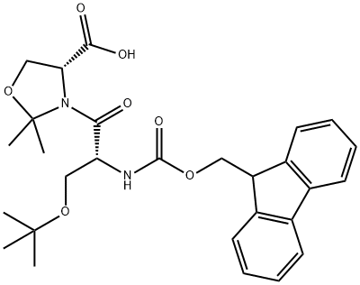 4-Oxazolidinecarboxylic acid, 3-[(2R)-3-(1,1-dimethylethoxy)-2-[[(9H-fluoren-9-ylmethoxy)carbonyl]amino]-1-oxopropyl]-2,2-dimethyl-, (4R)- Structure