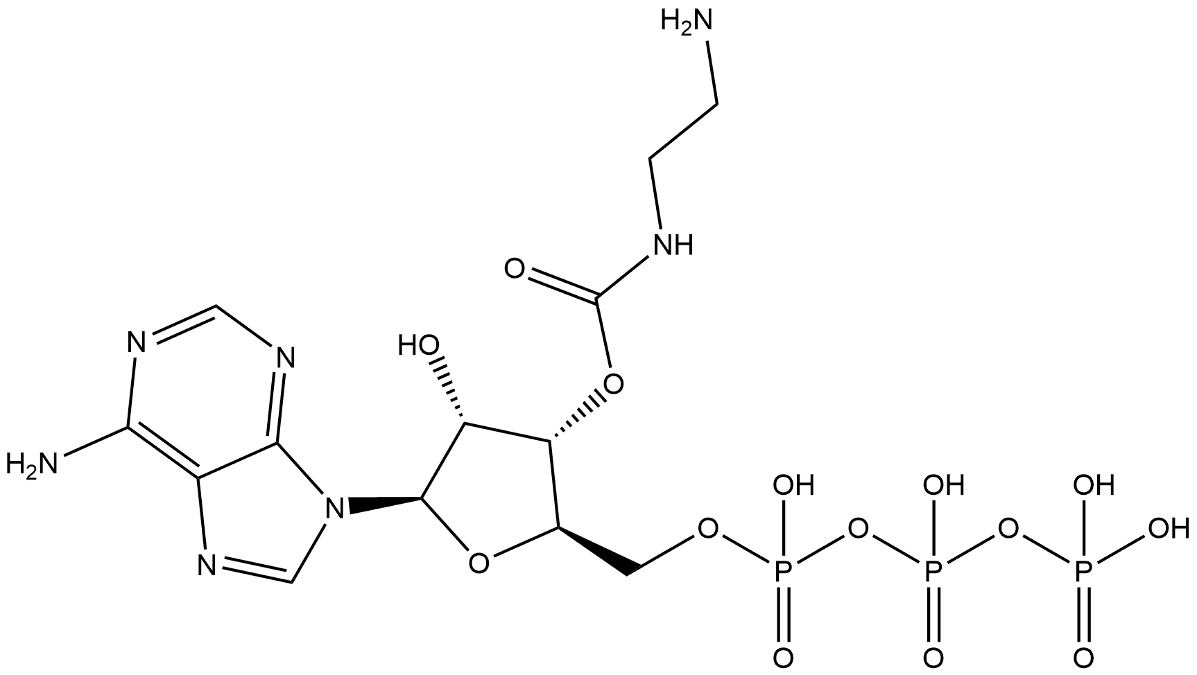 Adenosine 5′-(tetrahydrogen triphosphate), 3′-[N-(2-aminoethyl)carbamate] Structure