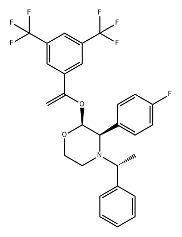 Morpholine, 2-[[1-[3,5-bis(trifluoromethyl)phenyl]ethenyl]oxy]-3-(4-fluorophenyl)-4-[(1R)-1-phenylethyl]-, (2S,3R)- 구조식 이미지