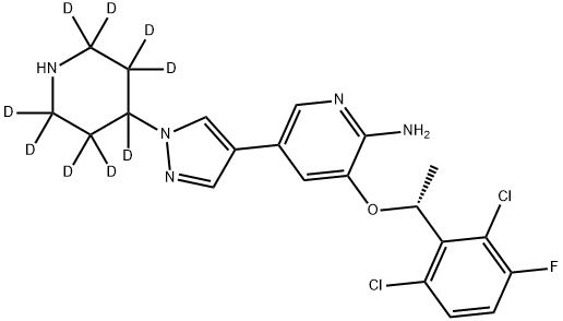 3-[(1R)-1-(2,6-Dichloro-3-fluorophenyl)ethoxy]-5-[1-(4-piperidinyl-2,2,3,3,4,5,5,6,6-d9)-1H-pyrazol-4-yl]-2-pyridinamine 구조식 이미지