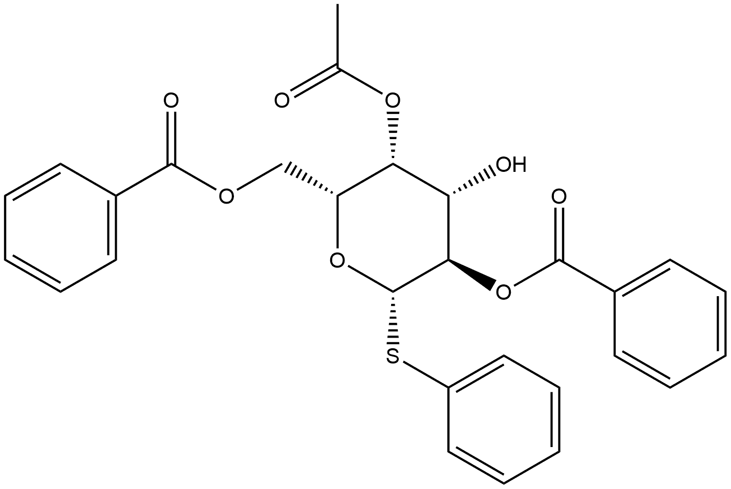 β-D-Galactopyranoside, phenyl 1-thio-, 4-acetate 2,6-dibenzoate 구조식 이미지