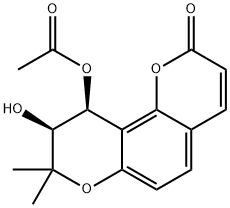 2H,8H-Benzo[1,2-b:3,4-b']dipyran-2-one, 10-(acetyloxy)-9,10-dihydro-9-hydroxy-8,8-dimethyl-, (9S,10S)- Structure