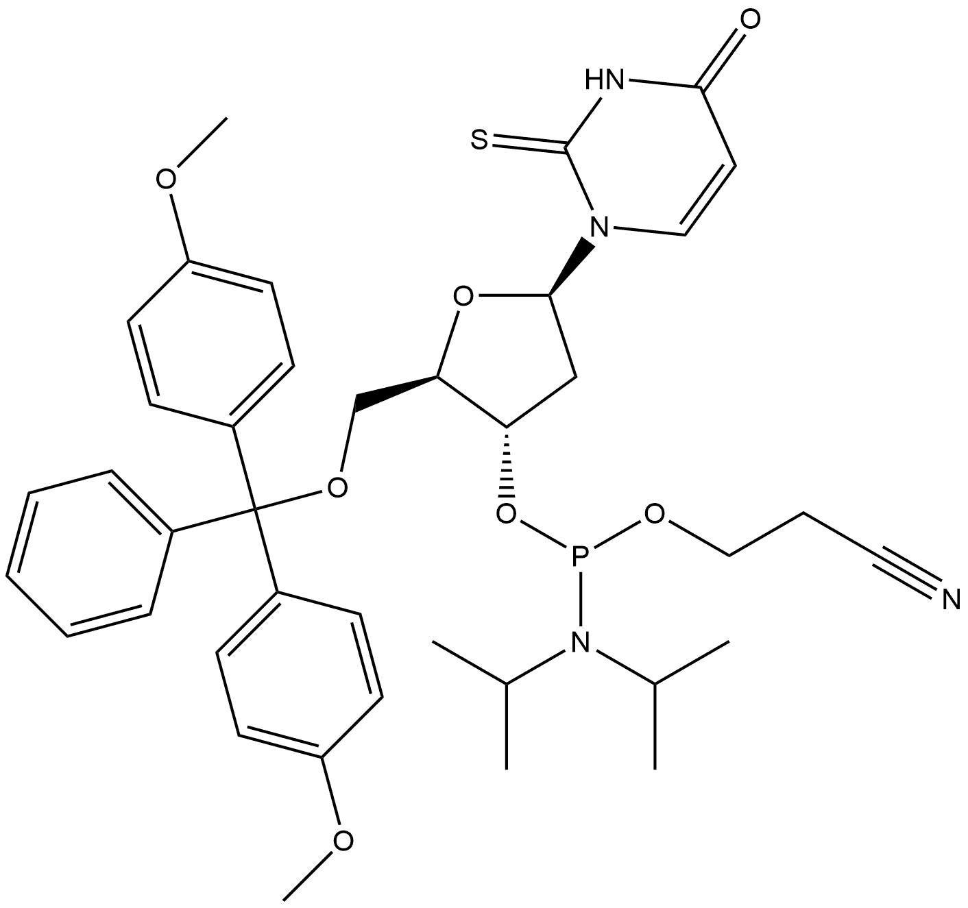 2'-Fluoro-2-thio-2'-dU-3'-phosphoramidite Structure