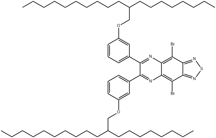 1,?2,?5]?Thiadiazolo[3,?4-?g]?quinoxaline, 4,?9-?dibromo-?6,?7-?bis[3-?[(2-?octyldodecyl)?oxy]?phenyl]?- Structure