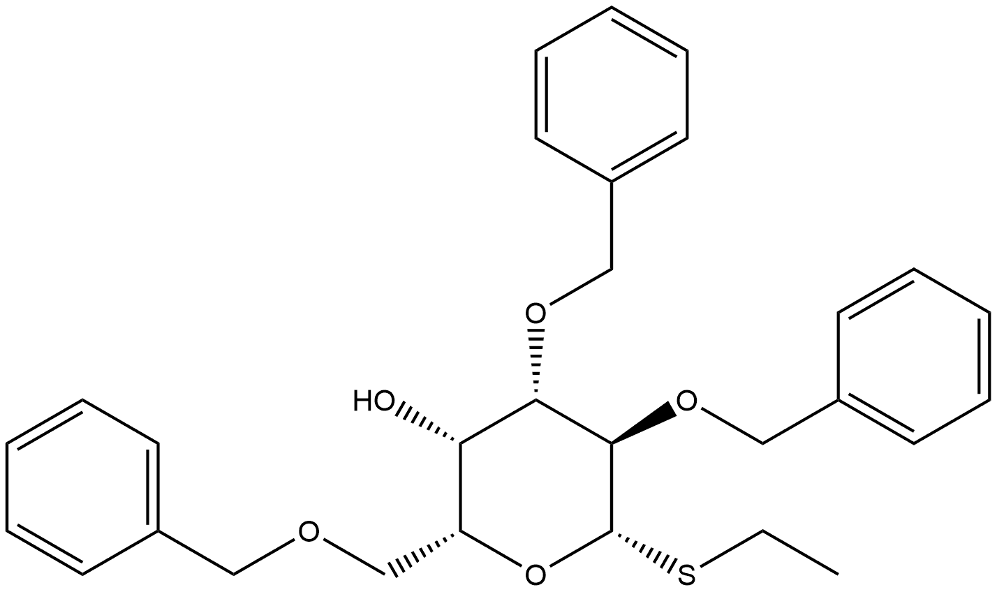 Ethyl 2,3,6-tri-O-benzyl-1-thio-β-D-galactopyranoside Structure