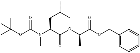 L-Leucine, N-[(1,1-dimethylethoxy)carbonyl]-N-methyl-, (1R)-1-methyl-2-oxo-2-(phenylmethoxy)ethyl ester 구조식 이미지