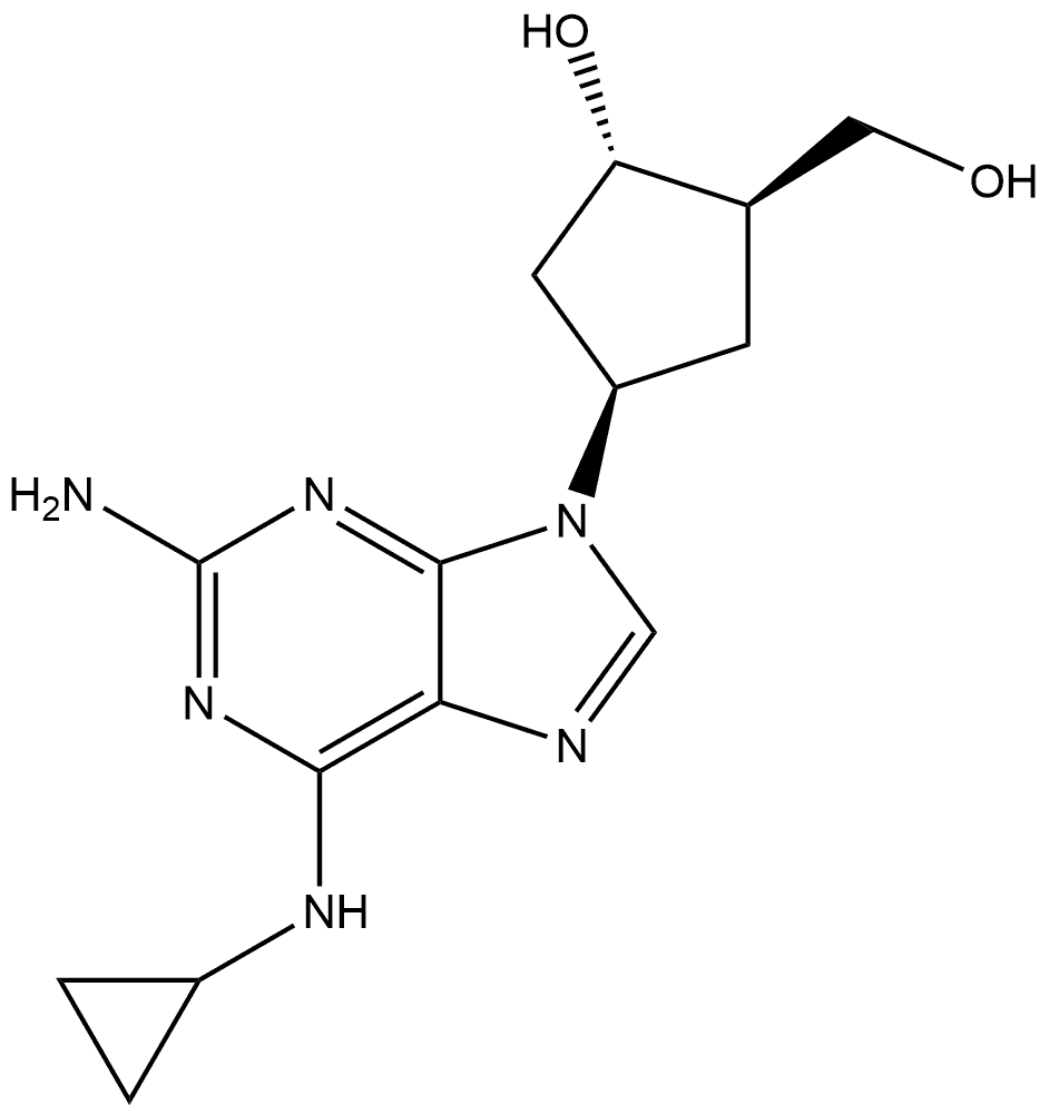 (1S,2R,4R)-4-(2-Amino-6-(cyclopropylamino)-9H-purin-9-yl)-2-(hydroxymethyl)cyclopentanol Structure