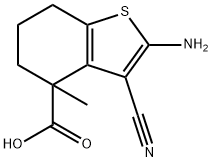 Benzo[b]thiophene-4-carboxylic acid, 2-amino-3-cyano-4,5,6,7-tetrahydro-4-methyl- 구조식 이미지