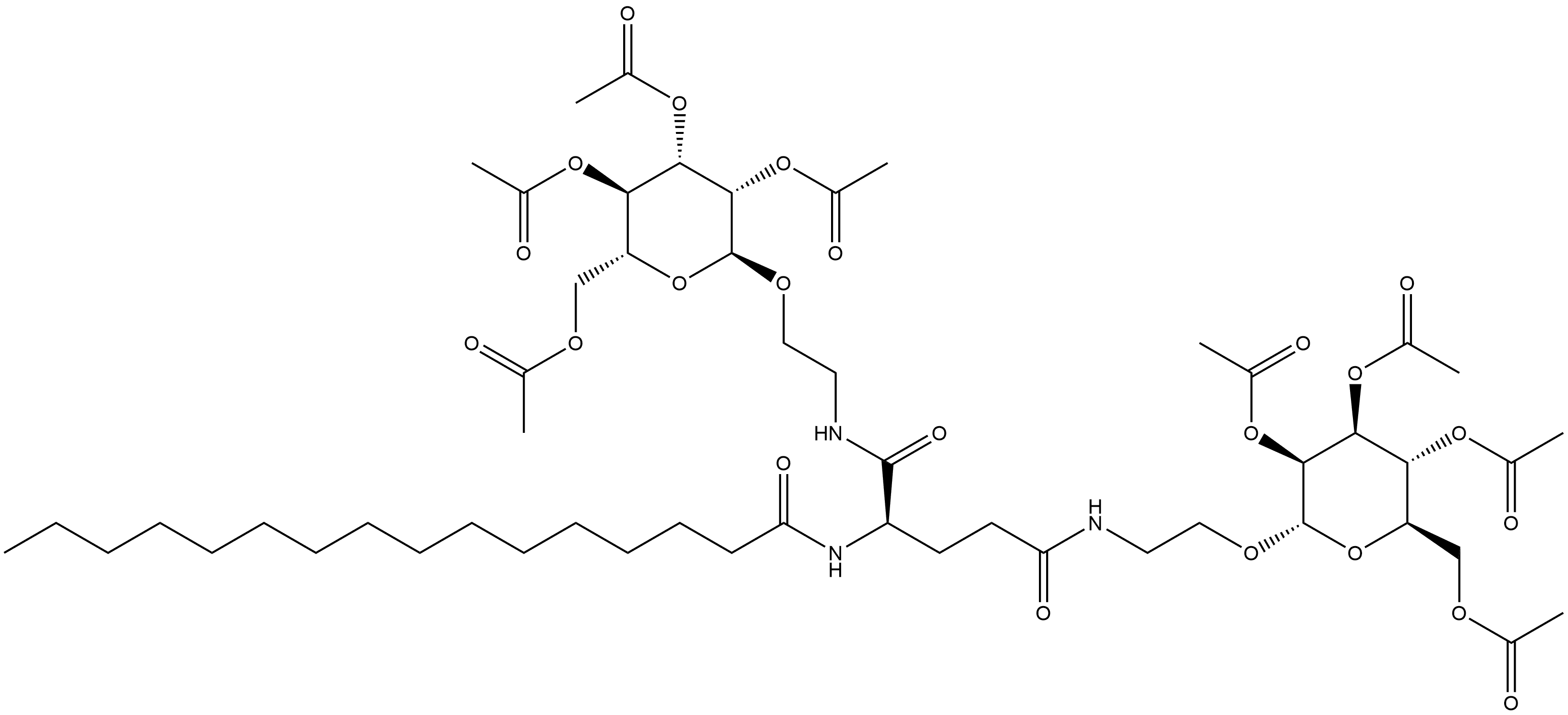 (R)-2-[(1-oxohexadecyl)amino]-N,N'-bis[2-[(2,3,4,6-tetra-O-acetyl-α-D-mannopyranosyl)oxy]ethyl]-Pentanediamide Structure