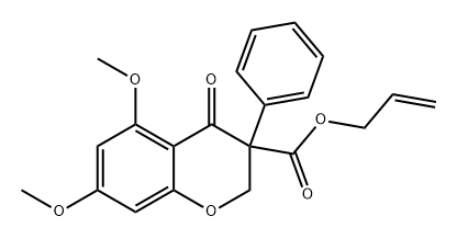 2H-1-Benzopyran-3-carboxylic acid, 3,4-dihydro-5,7-dimethoxy-4-oxo-3-phenyl-, 2-propen-1-yl ester 구조식 이미지