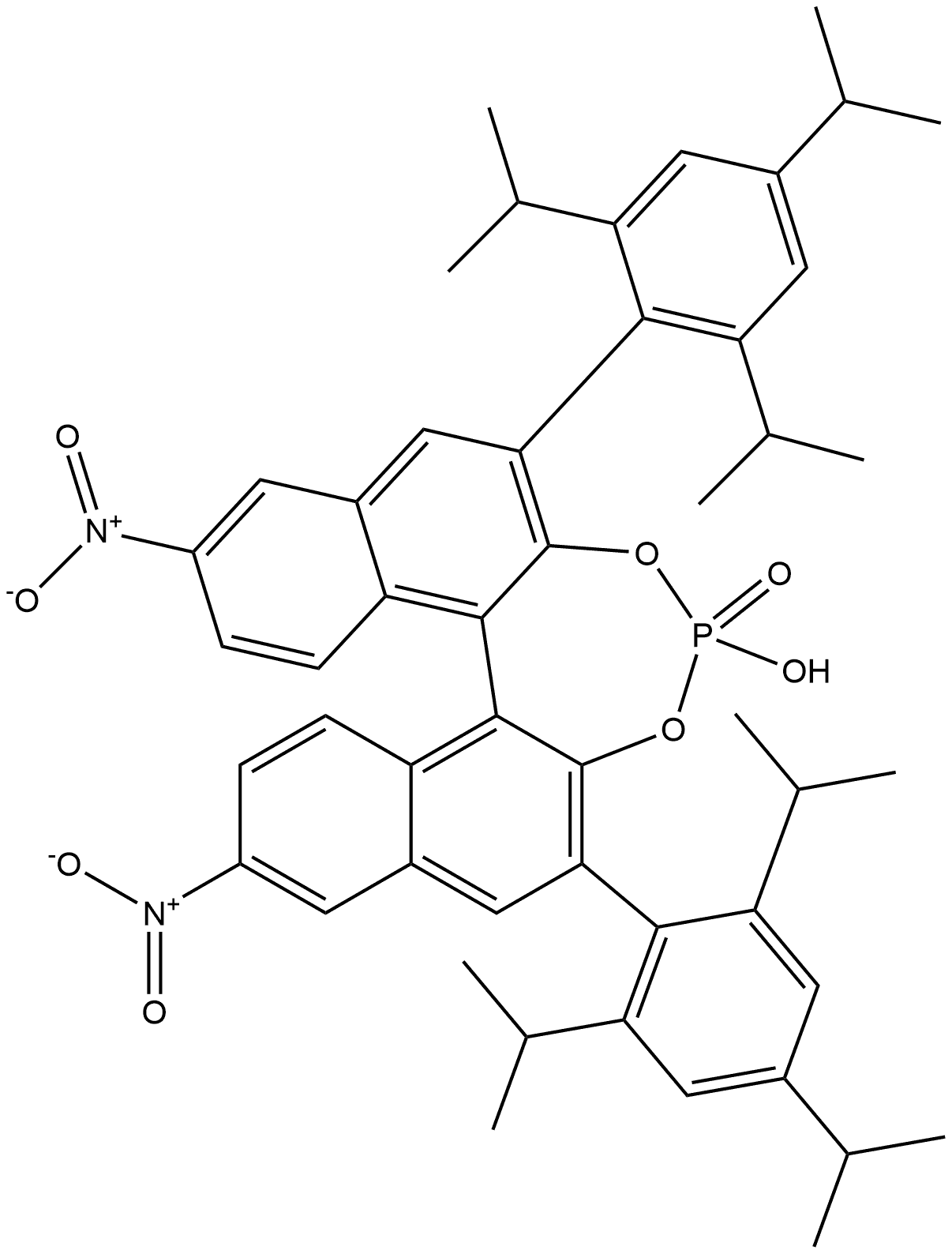 Dinaphtho[2,1-d:1',2'-f][1,3,2]dioxaphosphepin, 4-hydroxy-9,14-dinitro-2,6-bis[2,4,6-tris(1-methylethyl)phenyl]-, 4-oxide, (11bR)- 구조식 이미지