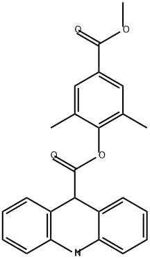 9-Acridinecarboxylic acid, 9,10-dihydro-, 4-(methoxycarbonyl)-2,6-dimethylphenyl ester Structure