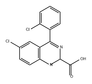 2-Quinazolinecarboxylic acid, 6-chloro-4-(2-chlorophenyl)-1,2-dihydro- Structure