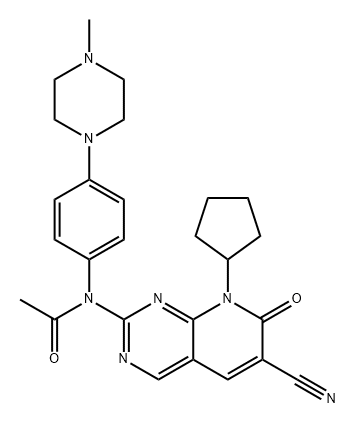 Acetamide, N-(6-cyano-8-cyclopentyl-7,8-dihydro-7-oxopyrido[2,3-d]pyrimidin-2-yl)-N-[4-(4-methyl-1-piperazinyl)phenyl]- Structure