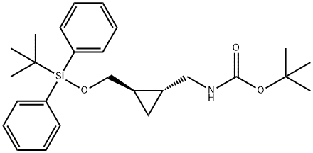 Carbamic acid, [[2-[[[(1,1-dimethylethyl)diphenylsilyl]oxy]methyl]cyclopropyl]methyl]-, 1,1-dimethylethyl ester, (1R-trans)- (9CI) 구조식 이미지