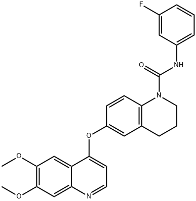 1(2H)-Quinolinecarboxamide, 6-[(6,7-dimethoxy-4-quinolinyl)oxy]-N-(3-fluorophenyl)-3,4-dihydro- Structure