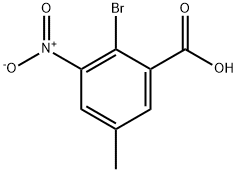 Benzoic acid, 2-bromo-5-methyl-3-nitro- Structure