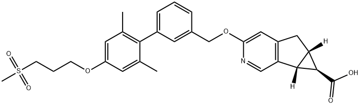 Cyclopropa[4,5]cyclopenta[1,2-c]pyridine-6-carboxylic acid, 3-[[2',6'-dimethyl-4'-[3-(methylsulfonyl)propoxy][1,1'-biphenyl]-3-yl]methoxy]-5,5a,6,6a-tetrahydro-, (5aS,6R,6aR)- Structure