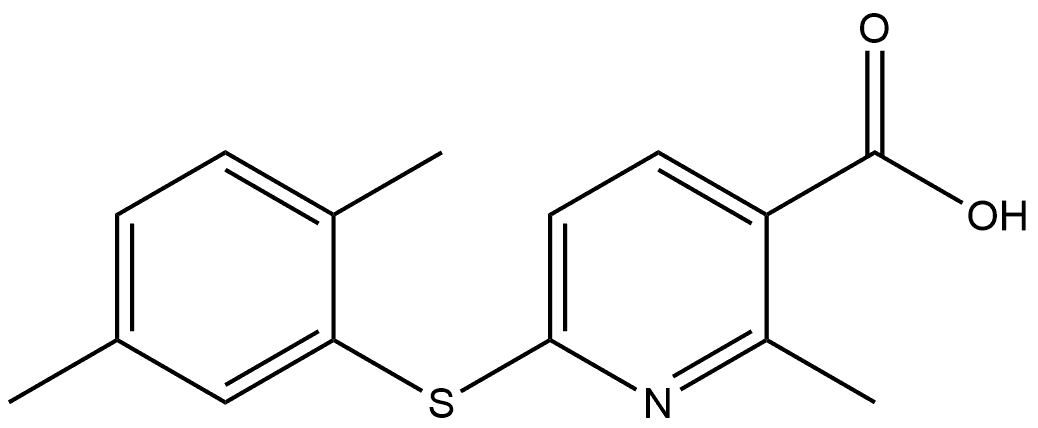 6-[(2,5-Dimethylphenyl)thio]-2-methyl-3-pyridinecarboxylic acid 구조식 이미지