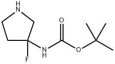 Carbamic acid, N-(3-fluoro-3-pyrrolidinyl)-, 1,1-dimethylethyl ester 구조식 이미지