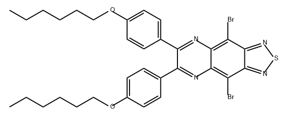 [1,2,5]Thiadiazolo[3,4-g]quinoxaline, 4,9-dibromo-6,7-bis[4-(hexyloxy)phenyl]- 구조식 이미지