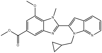 1H-Benzimidazole-5-carboxylic acid, 2-[1-(cyclopropylmethyl)-1H-pyrrolo[2,3-b]pyridin-2-yl]-7-methoxy-1-methyl-, methyl ester Structure