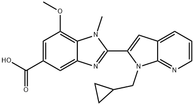 1H-Benzimidazole-5-carboxylic acid, 2-[1-(cyclopropylmethyl)-1H-pyrrolo[2,3-b]pyridin-2-yl]-7-methoxy-1-methyl- 구조식 이미지