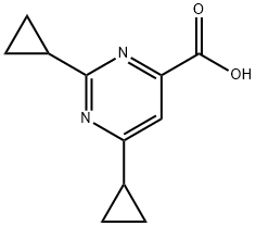 4-Pyrimidinecarboxylic acid, 2,6-dicyclopropyl- Structure