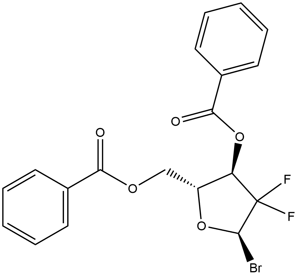 α-D-erythro-Pentofuranosyl bromide, 2-deoxy-2,2-difluoro-, 3,5-dibenzoate Structure