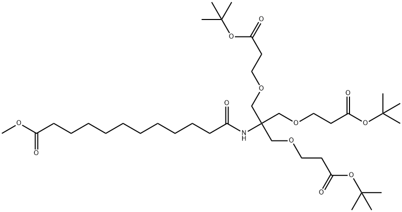 di-tert-butyl 3,3'-((2-((3-(tert-butoxy)-3-oxopropoxy)methyl)-2-(12-methoxy-12-oxododecanamido)propane-1,3-diyl)bis(oxy))dipropionate Structure