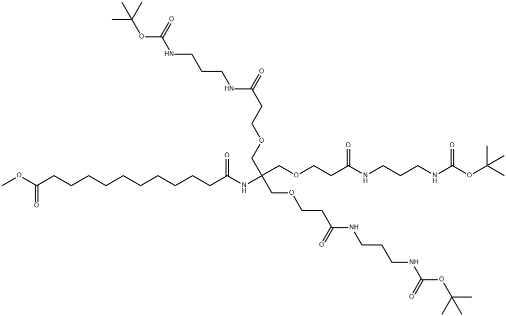 methyl 15,15-bis(13,13-dimethyl-5,11-dioxo-2,12-dioxa-6,10-diazatetradecyl)-2,2-dimethyl-4,10,17-trioxo-3,13-dioxa-5,9,16-triazaoctacosan-28-oate Structure