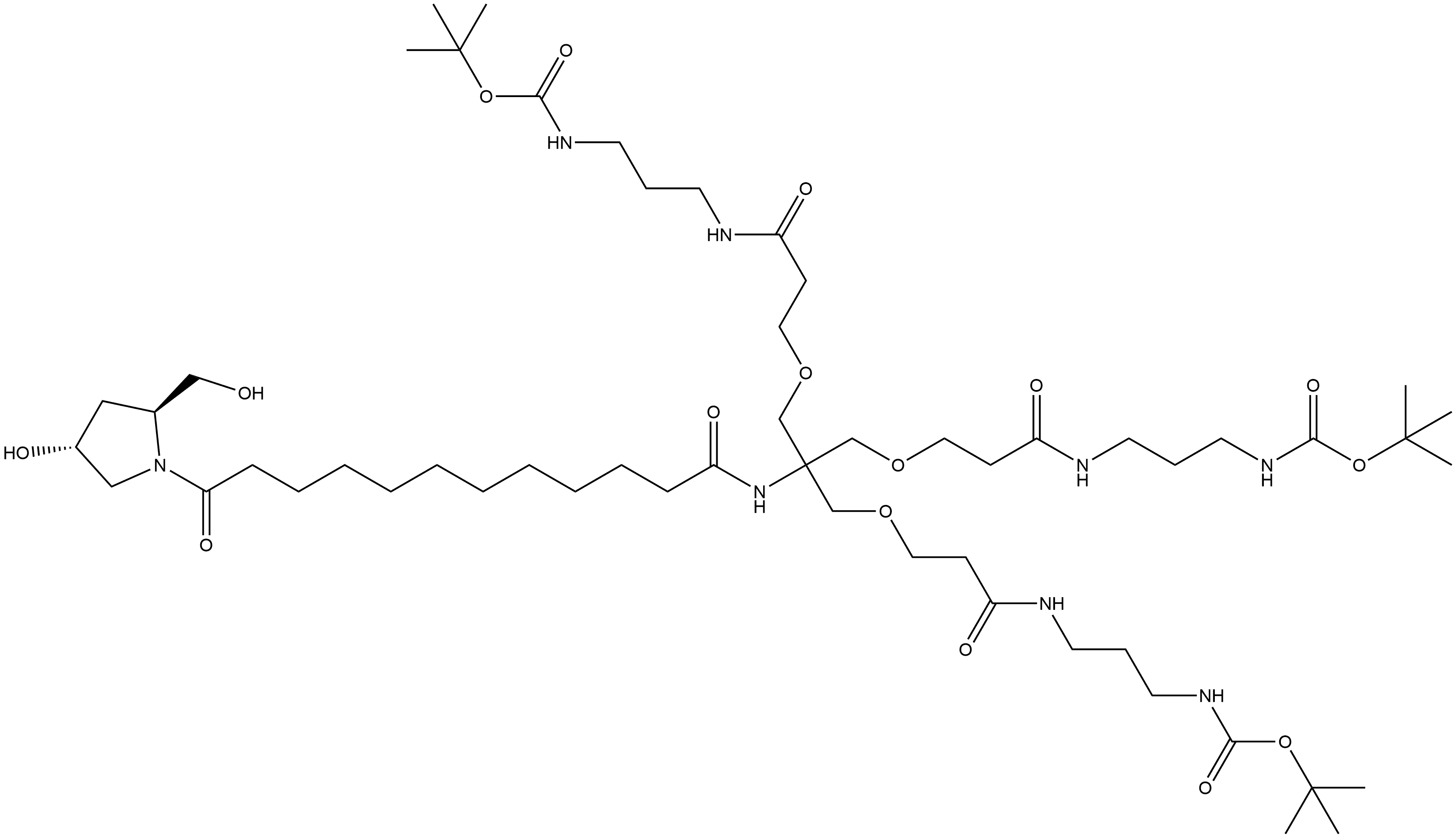 1,23-Bis(1,1-dimethylethyl) 12-(13,13-dimethyl-5,11-dioxo-2,12-dioxa-6,10-diazatetradec-1-yl)-12-[[12-[(2S,4R)-4-hydroxy-2-(hydroxymethyl)-1-pyrrolidinyl]-1,12-dioxododecyl]amino]-7,17-dioxo-10,14-dioxa-2,6,18,22-tetraazatricosanedioate Structure