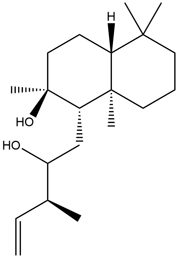 1-Naphthalenepropanol, α-ethenyldecahydro-2-hydroxy-α,2,5,5,8a-pentamethyl-, (αS,1S,2S,4aR,8aR)- Structure