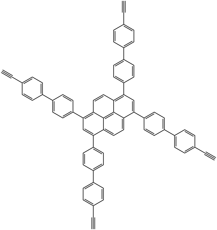 Pyrene, 1,3,6,8-tetrakis(4'-ethynyl[1,1'-biphenyl]-4-yl)- Structure