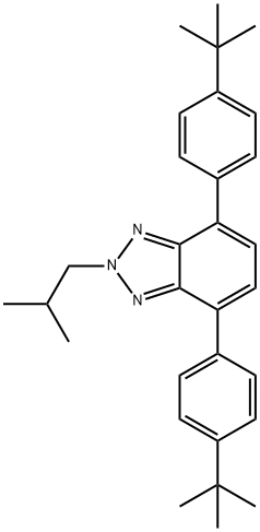 2H-Benzotriazole, 4,7-bis[4-(1,1-dimethylethyl)phenyl]-2-(2-methylpropyl)- 구조식 이미지