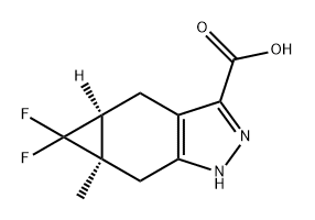 Cycloprop[f]indazole-3-carboxylic acid, 5,5-difluoro-1,4,4a,5,5a,6-hexahydro-5a-methyl-, (4aS,5aR)- Structure