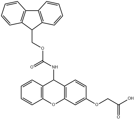 Acetic acid, 2-[[9-[[(9H-fluoren-9-ylmethoxy)carbonyl]amino]-9H-xanthen-3-yl]oxy]- 구조식 이미지