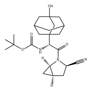 Carbamic acid, N-[(1R)-2-[(1R,3R,5R)-3-cyano-2-azabicyclo[3.1.0]hex-2-yl]-1-(3-hydroxytricyclo[3.3.1.13,7]dec-1-yl)-2-oxoethyl]-, 1,1-dimethylethyl ester Structure