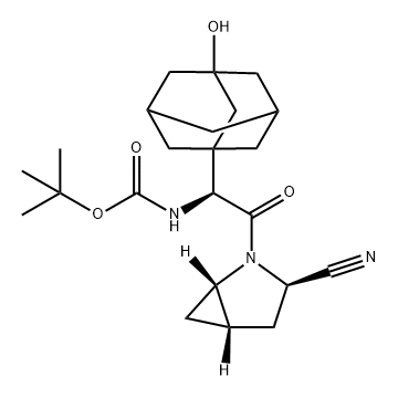 Carbamic acid, N-[(1S)-2-[(1S,3R,5S)-3-cyano-2-azabicyclo[3.1.0]hex-2-yl]-1-(3-hydroxytricyclo[3.3.1.13,7]dec-1-yl)-2-oxoethyl]-, 1,1-dimethylethyl ester Structure