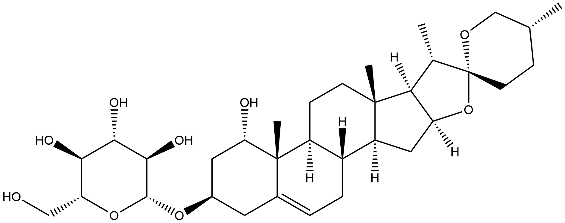 (1β,3α,25R)-1-Hydroxyspirost-5-en-3-yl β-D-glucopyranoside Structure