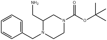 tert-butyl 3-(aminomethyl)-4-benzylpiperazine-1-carboxylat Structure