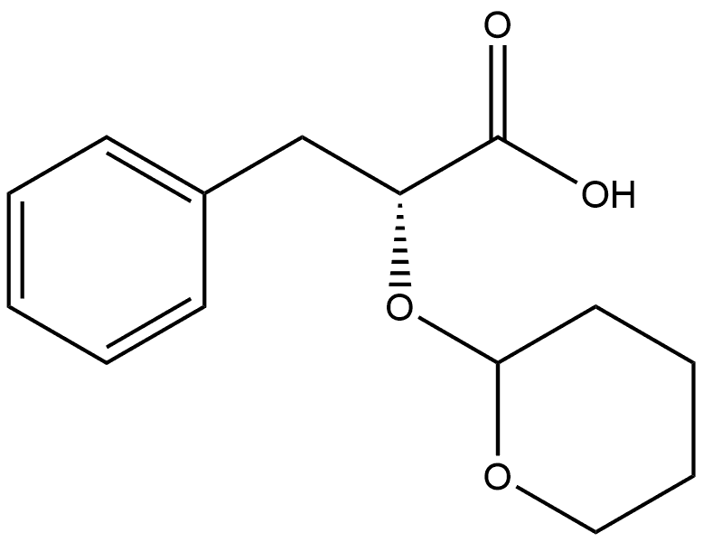 Benzenepropanoic acid, α-[(tetrahydro-2H-pyran-2-yl)oxy]-, (αR)- Structure