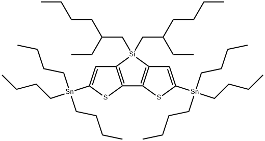 4H-Silolo[3,2-b:4,5-b']dithiophene, 4,4-bis(2-ethylhexyl)-2,6-bis(tributylstannyl)- Structure