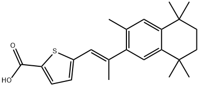 2-Thiophenecarboxylic acid, 5-[(1E)-2-(5,6,7,8-tetrahydro-3,5,5,8,8-pentamethyl-2-naphthalenyl)-1-propen-1-yl]- Structure