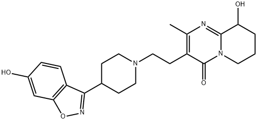 4H-Pyrido[1,2-a]pyrimidin-4-one, 6,7,8,9-tetrahydro-9-hydroxy-3-[2-[4-(6-hydroxy-1,2-benzisoxazol-3-yl)-1-piperidinyl]ethyl]-2-methyl- 구조식 이미지