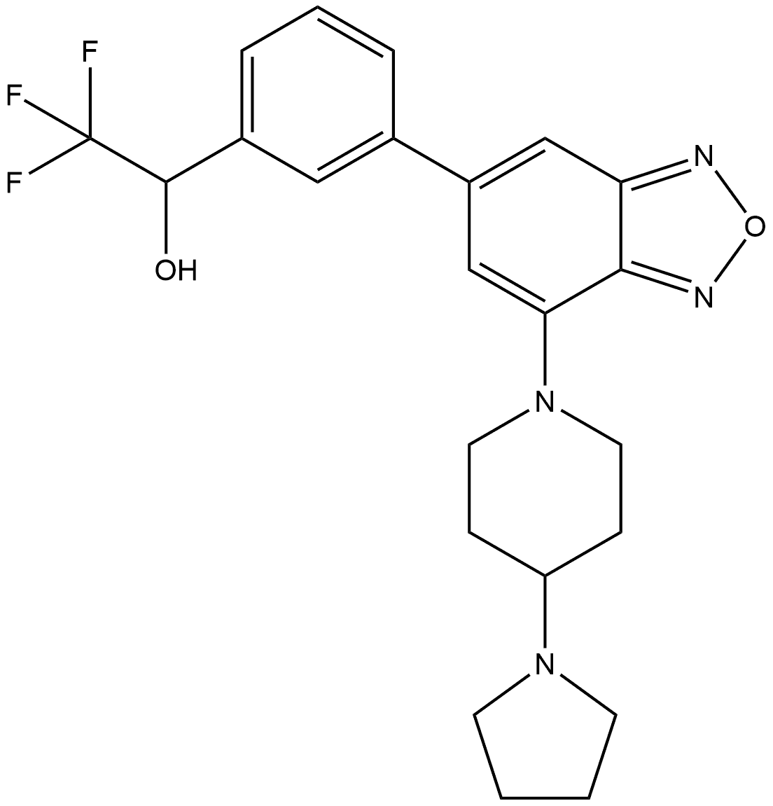 3-[7-[4-(1-Pyrrolidinyl)-1-piperidinyl]-2,1,3-benzoxadiazol-5-yl]-α-(trifluoromethyl)benzenemethanol Structure