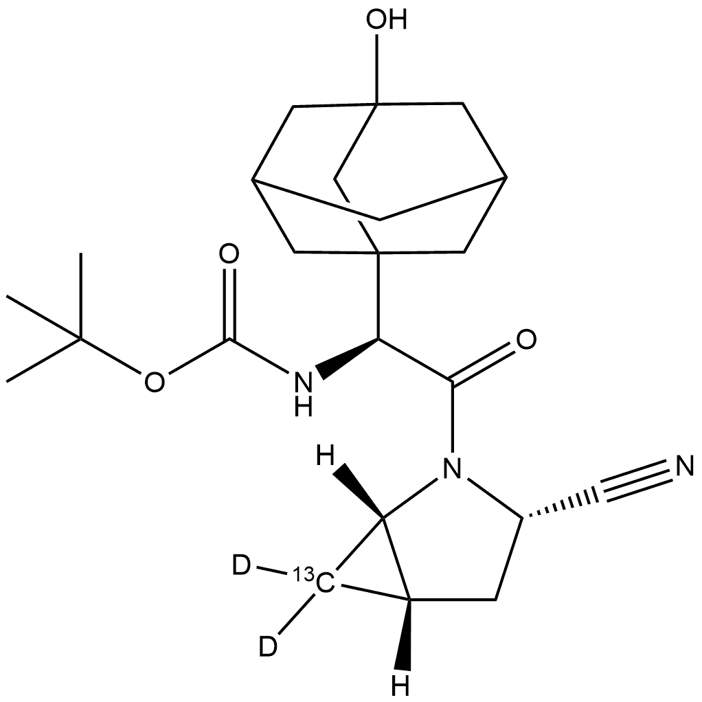 1,1-Dimethylethyl N-[(1S)-2-[(1S,3S,5S)-3-cyano-2-azabicyclo[3.1.0]hex-2-yl-6-13C-6,6-d2]-1-(3-hydroxytricyclo[3.3.1.13,7]dec-1-yl)-2-oxoethyl]carbamate Structure