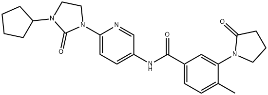 Benzamide, N-[6-(3-cyclopentyl-2-oxo-1-imidazolidinyl)-3-pyridinyl]-4-methyl-3-(2-oxo-1-pyrrolidinyl)- Structure