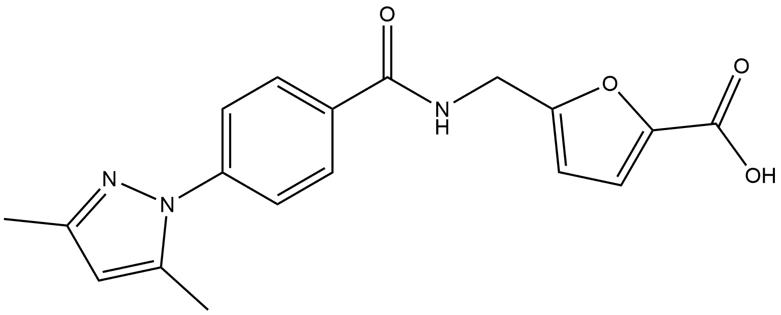 5-[[[4-(3,5-dimethylpyrazol-1-yl)benzoyl]amino]methyl]furan-2-carboxylic acid Structure